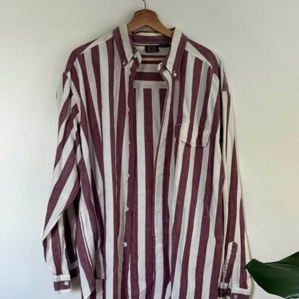 Vintage 90s/y2k Y.M. Club Striped Button Down Shirt - XL
